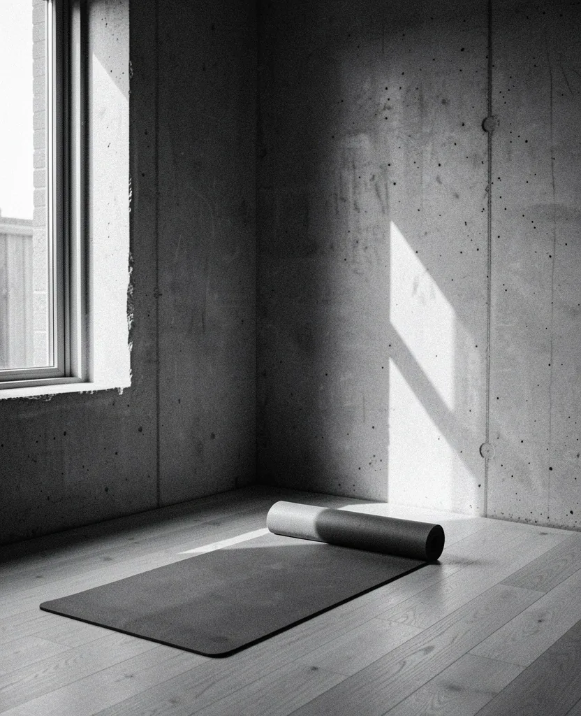 Minimalist yoga studio interior